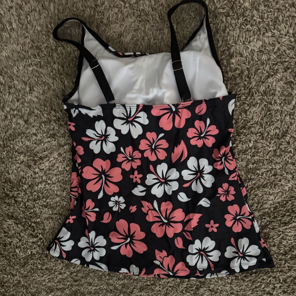 Floral Black and Orange Women's Top and Black Boy Shorts (Set) - Picture 5 of 6